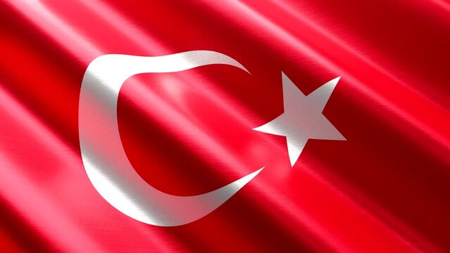 Turkey - waving textile flag - 3D 4k seamless loop animation (3840 x 2160 px)