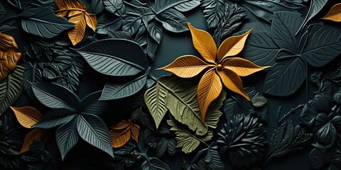 AI Generated. AI Generative. Plant decorative leaves botanical pattern background. Graphic Art