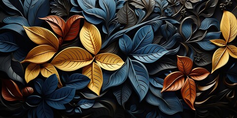 AI Generated. AI Generative. Plant decorative leaves botanical pattern background. Graphic Art