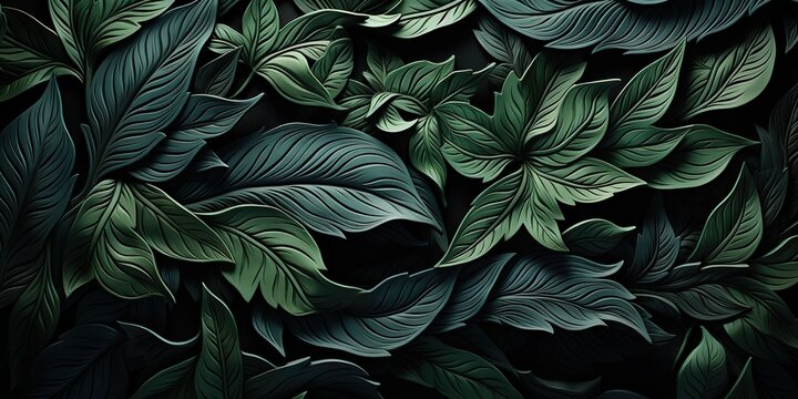 AI Generated. AI Generative. Plant decorative leaves botanical pattern background. Graphic Art