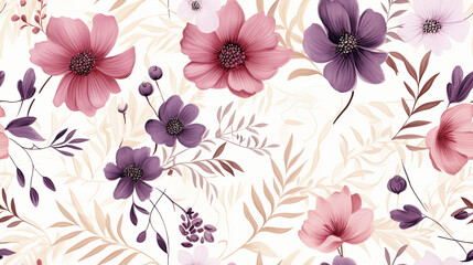 Colorful Blossoming Flowers in Vivid Pink and Purple