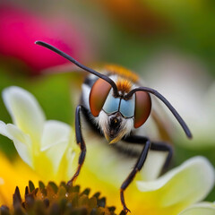 Macro muy de cerca de la cabeza de un insecto 