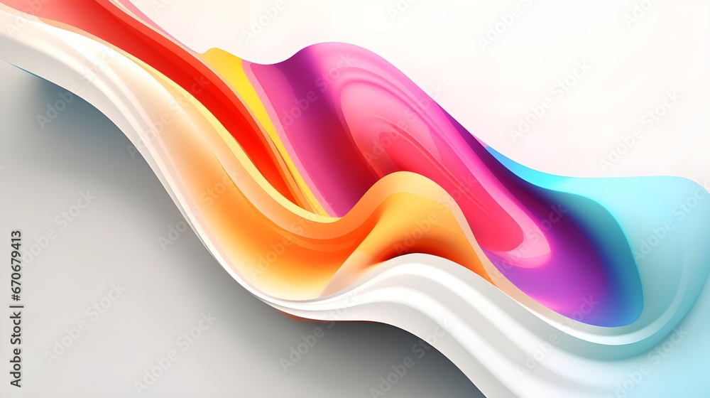 Wall mural colorful glossy liquid wave background. 3d and realistic abstract background. generative ai