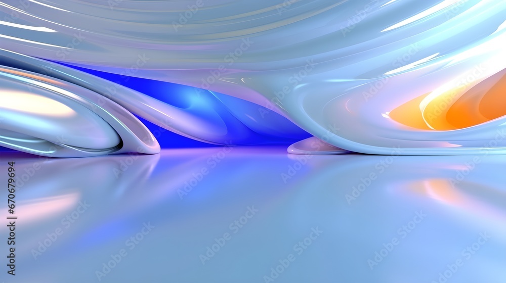 Poster abstract colorful gradient translucent wave background. modern glossy translucent orange blue fluid 