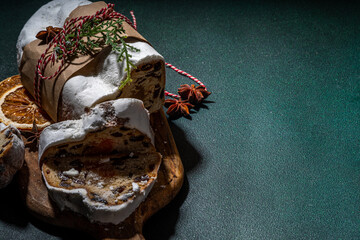 Traditional Christmas Dresdner stollencake