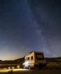 Caravan under the stars on the desert