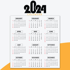 vector elegant 2024 wall calendar template a full page design vector, Simple planner design template 2024, background design