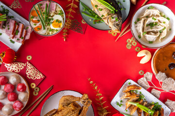 Chinese lunar New Year dinner table
