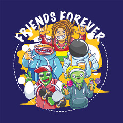 Graffiti illustration with street graffiti letters, tags, words, street art, style, spray paint, emoji, fresh and colorful