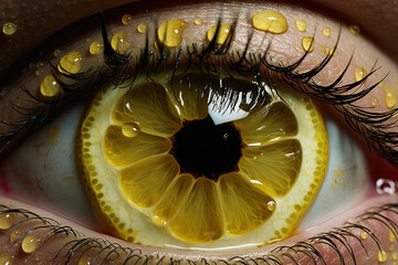 Lemon eye of the person high resolution wallpaper. - obrazy, fototapety, plakaty