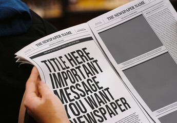 Newspaper with Editable Content Text and Mockup 02 - obrazy, fototapety, plakaty
