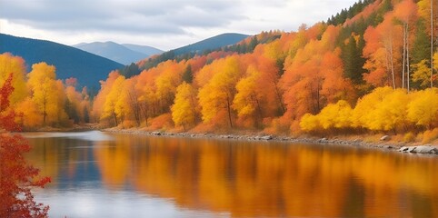 Beautiful fall landscape. AI generated illustration