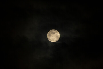 Naklejka na ściany i meble Full Moon Night - Cloudy Sky - Moon Behind the Dark Clouds
