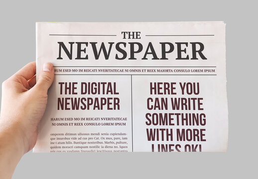 Newspaper with Editable Cover Text and Mockup 05