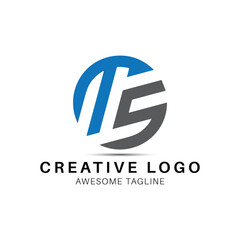 TS letter round shape logo design icon