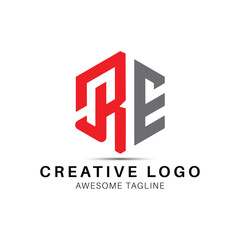 RE letter logo design icon