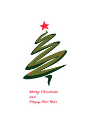 Christmas Tree - High detailed vector illustration - christmas background. Winter card with abstract drawing of a Christmas tree. Hand drawn Christmas tree icon