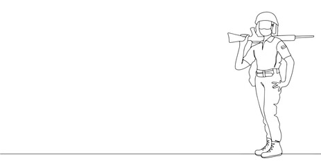 Woman Warrior. One line. Ukraine