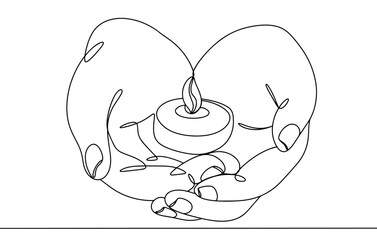 Hands. Candle. One line