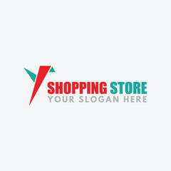 shopping store cart logo design vector