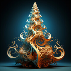 Fantastic Christmas tree on a dark background.