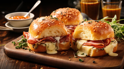Ham and Cheese Sliders Recipe, banner, commercial