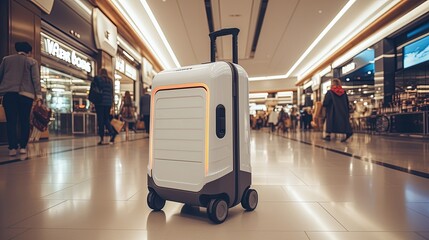 Futuristic smart carry-on at the airport