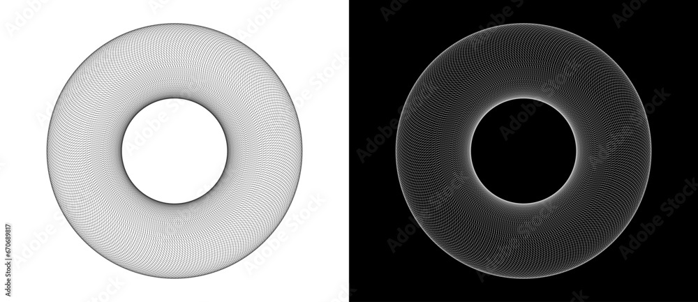 Poster abstract background with many parts of lines in circle. art design spiral as logo or icon. a black f