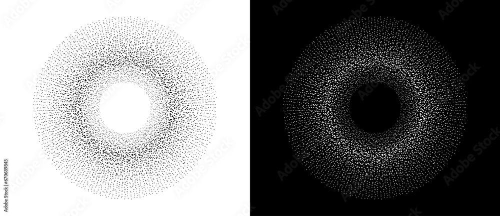 Aufkleber abstract background with random dots in circle. art design circle as logo or icon. a black figure on