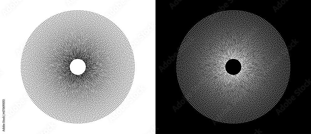 Aufkleber abstract background with many parts of lines in circle. art design spiral as logo or icon. a black f