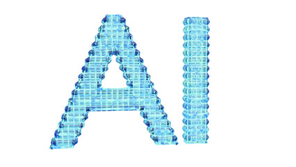 Abbreviation text "AI" for artificial intelligence. 3d rendering.  