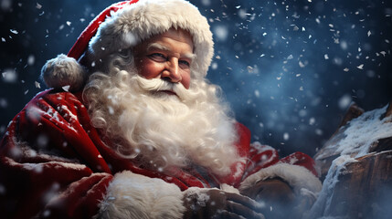 Santa Claus reads letters and prepares gifts, magical Christmas night