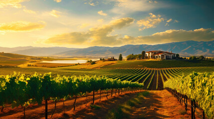 Vineyard Scenery A Harvest Season in the Agricultural Fields and the Grapevines