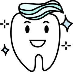Personagem dente com pasta sorridente