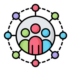 Social Networking Line Color Icon