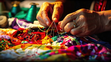 Textile Art Design Process and Craftsmanship of Sewing Materials