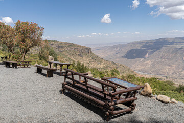 A bench with a view in the Simien Mountains National Park, Ethiopia