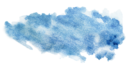 blue watercolor stain on white isolated background