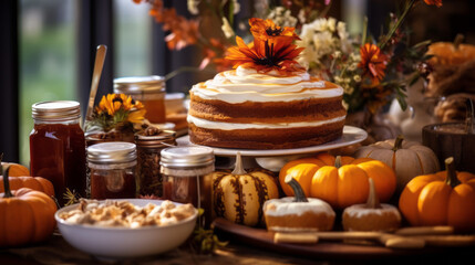 Freshly baked pies and desserts thoughtfully arranged for fall and Thanksgiving, invoking warm memories
