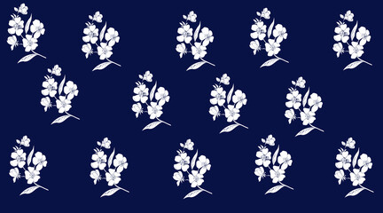 Blue floral seamless pattern. Contemporary rose background. Simple flowers repeated texture. Modern style banner backdrop. Abstract spring pattern background for website, Beautiful canvas for magazine