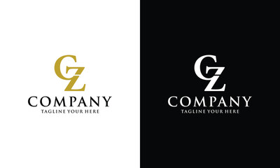 G Z letter design logo logotype icon concept with serif font and classic elegant style look vector illustration.