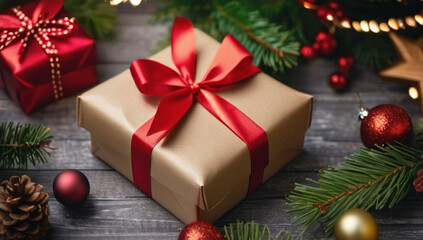 Christmas presents, New Year winter background