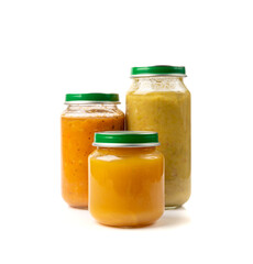 Baby Food Jar Isolated, Kid Puree Glass Bottle, Healthy Child Nutrition, Toddler Diet, Small Jar with Baby Food