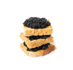 Black Caviar Isolated, Sturgeon, Beluga Caviare, Luxury Seafood, Expensive Delicatessen on White...