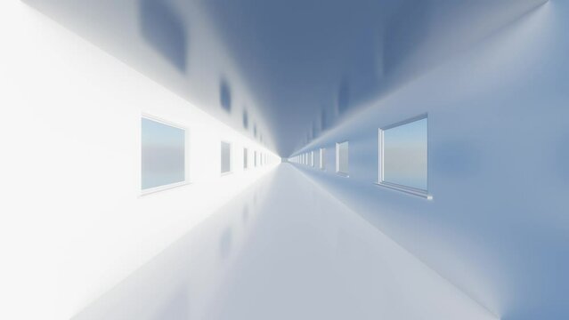 abstract sci fi white tunnel looping animation