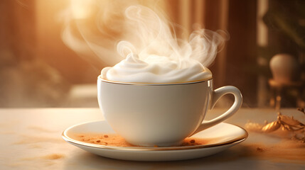 cup of cappuccino with cinnamon