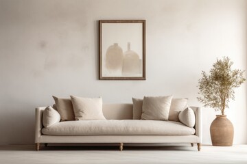 beige sofa in a room, interior mockup, living room mock-up, modern beige room mock up, empty wall mock-up, blank wall mockup, cosy sofa mockup