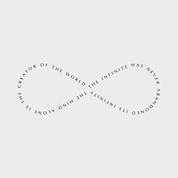 Infinity, Infinity Symbol, Text, Abstract minimalistic clean and simple Circle design element.