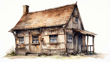 Old country, vilage house, farm isolated on the transparent background PNG.