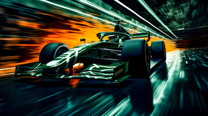 Obraz premium Car Racing Graphic in Oil and Acrylic on Canvas Illustration Wallpaper Cover Background Poster Digital Art